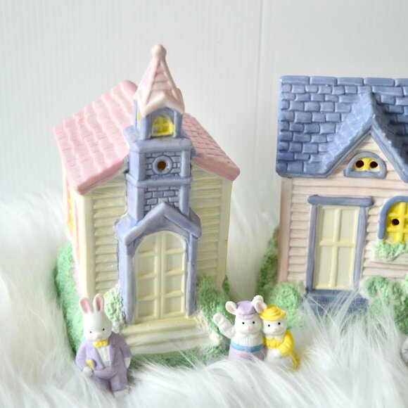 Lighted Easter Village Set with Bunny Villagers - Picture 3 of 8